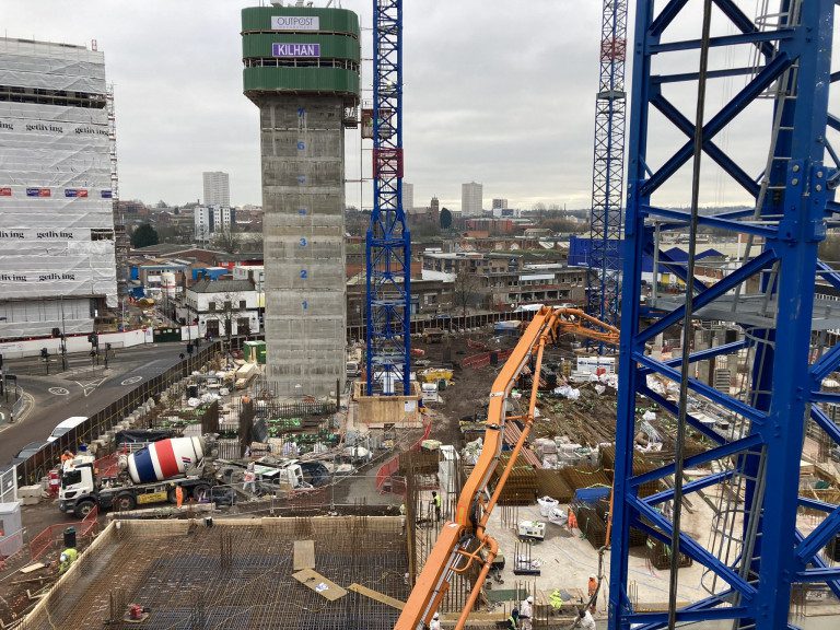 Towering cranes at Lower Essex Street