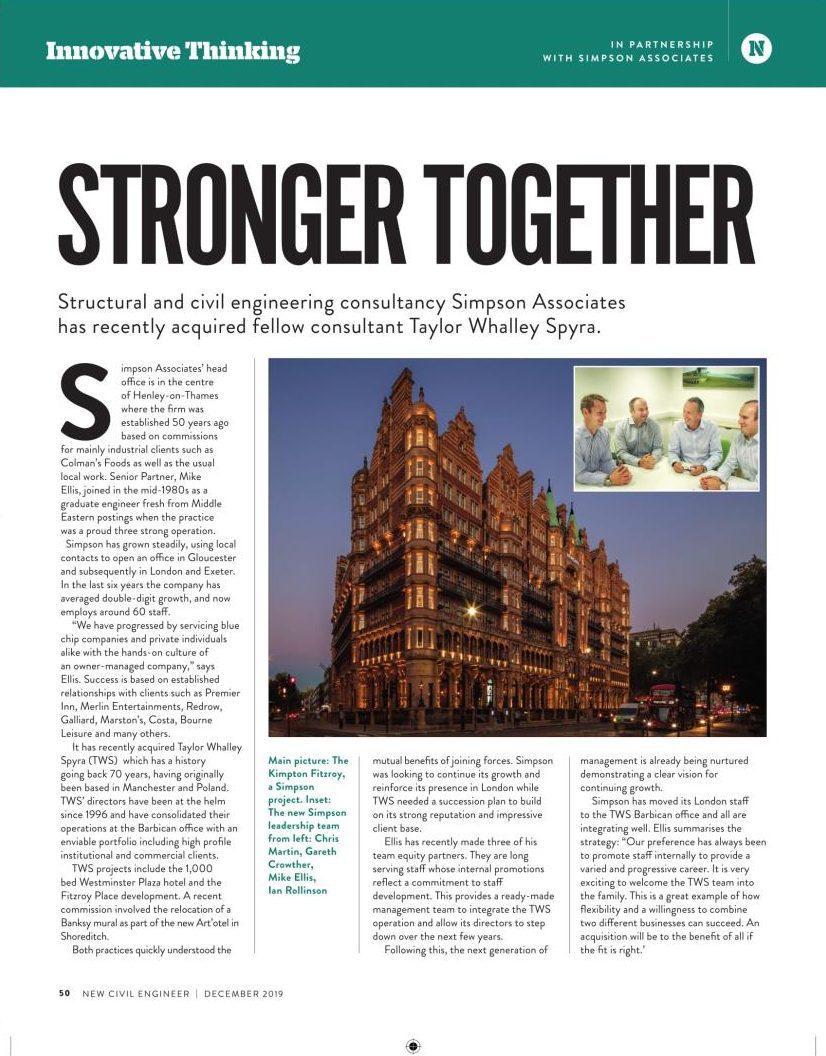 Read more about the article Simpson TWS features in New Civil Engineer
